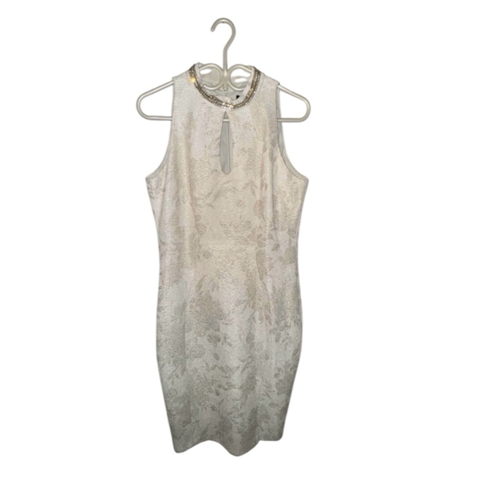 Black Label Cream Halter Sheath Mini Dress